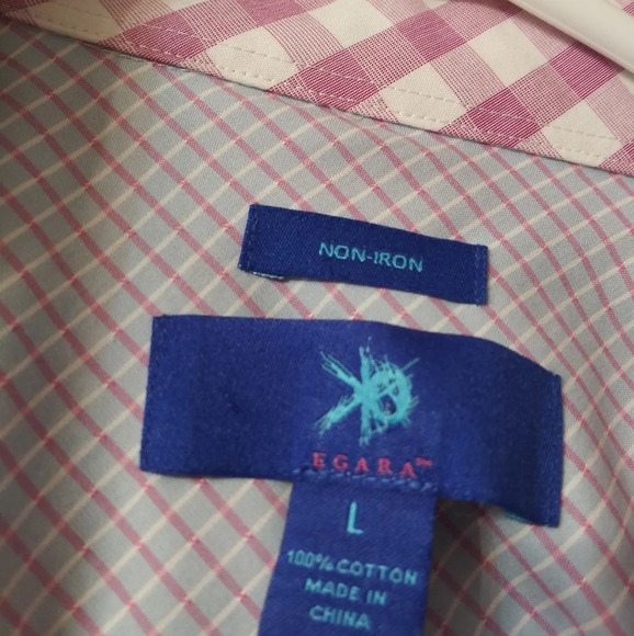 Egara button up pink checkered LG long sleeve - Picture 6 of 6